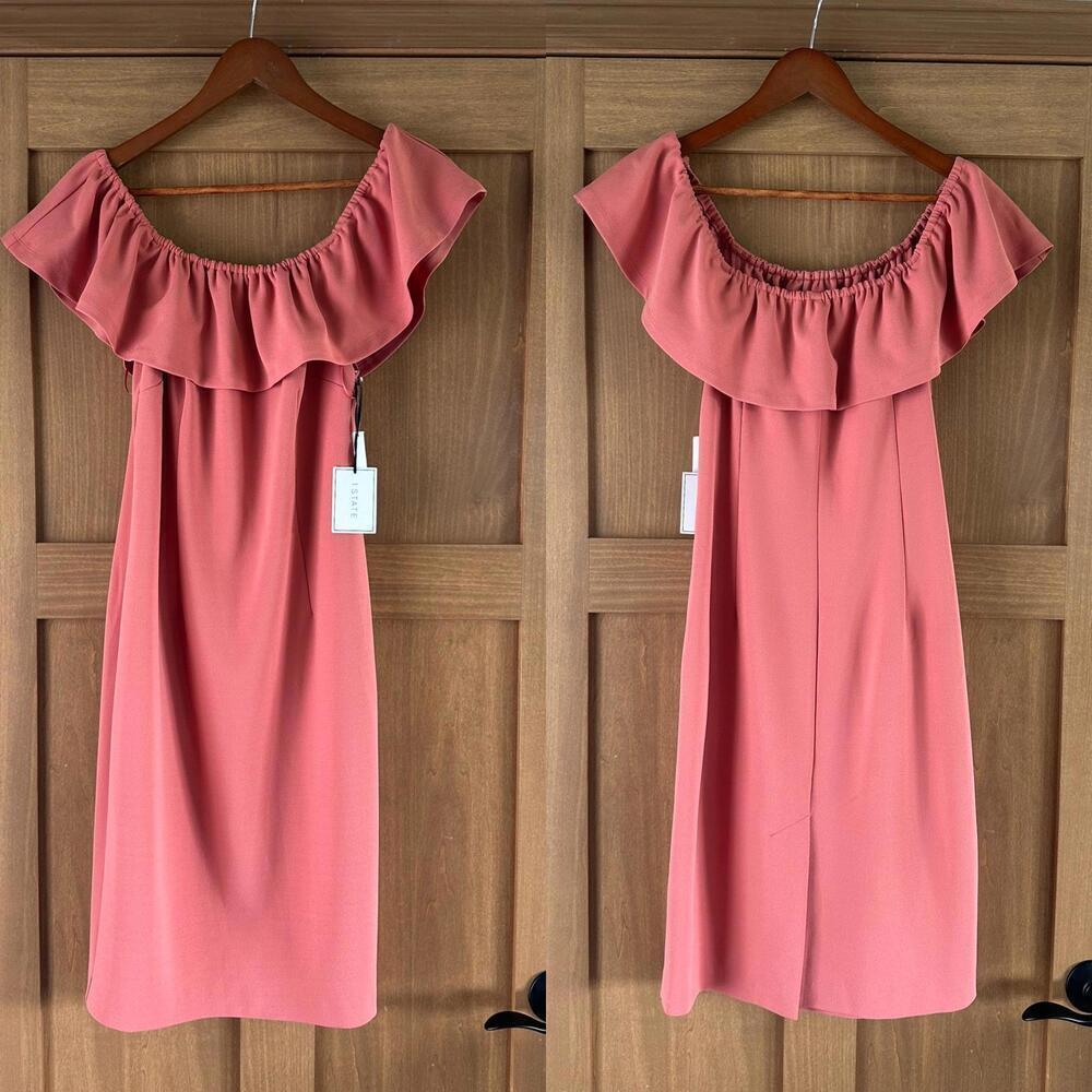 NWT 1.STATE Coral Ruffle Off the Shoulder Midi Dress Women’s size 10​
